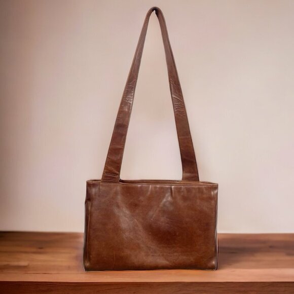 ** Bosboom Vegetable Tanned Brown Genuine Leather Large Crossbody Messenger Bag